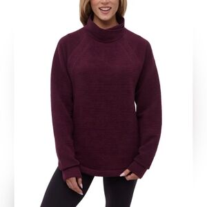 NWOT Bench Burgundy Textured Funnel Neck Top Size S